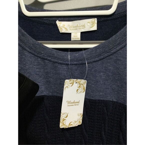 NWT Weekend by Suzanne Betro blue two tone sweater size 4X - Picture 3 of 5